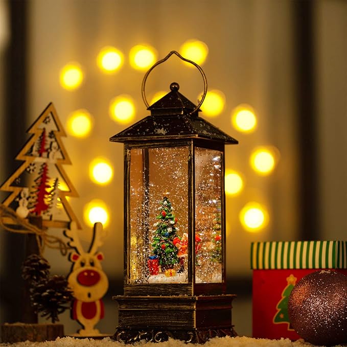 House & Garden Decoration,Christmas Lantern with 8 Pieces of Music,Sparkling Crystal Keep Circling Around The Snowman Families Music Box as a (Christmas Tree)-Ruum Studio Home