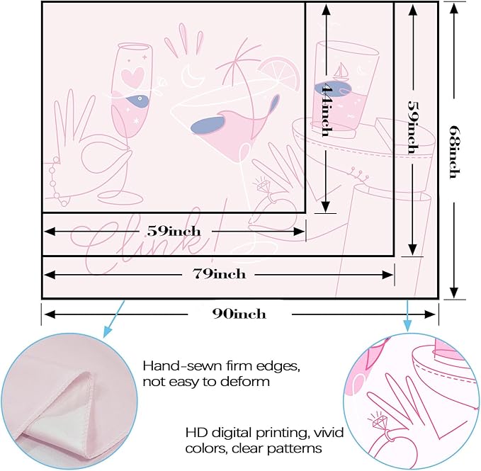 Lunerfex Y2K Tapestry Pink Party Wall Tapestry, Cute Tapestries for Bedroom Funny Tapestries Wall Hanging for Bedroom Living Room Decor Pink-2 44"x60"-Ruum Studio Home