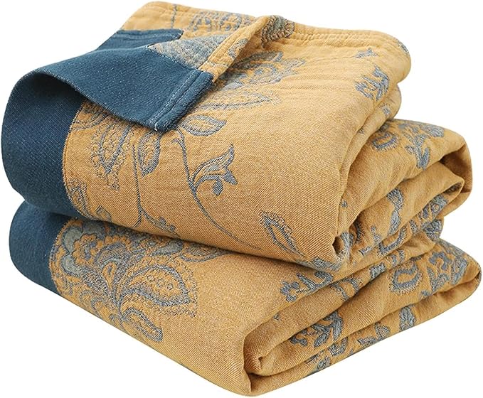 Boho Throw Blanket 100% Cotton Blankets, Super Soft Cozy Warm Blanket, Cotton Quilted Blankets, Versatile KnitWoven Blanket for Couch Sofa Bed Home Decor and Living Room, 78''Wx 90''L-Ruum Studio Home