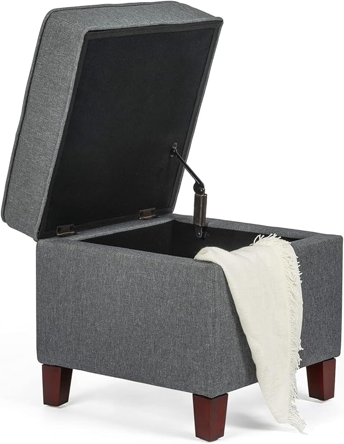 Adeco Chest and Footrest-Square Seat Storage Bench Ottoman, Gray-Ruum Studio Home