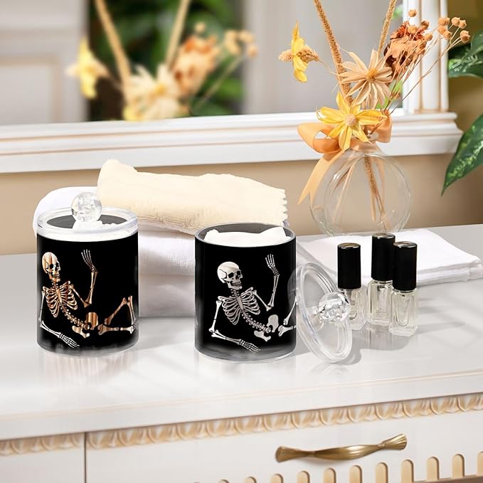 Halloween Skull 2PC Airtight Transparent Glass Storage Jar, Food Storage Container Glass, Can Store Candy, Salt, Coffee Beans, With lid, Easy To Use…-Ruum Studio Home