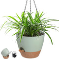 Hanging Planters for Indoor Outdoor Plants, 1 Set Self Watering Hanging Pot with Drainage Holes & Removable Tray (Green-12inch, 12'')-Ruum Studio Home