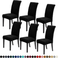 Joccun Chair Covers for Dining Room Set of 6, Dining Chair Slipcovers Stretch Dining Room Chair Covers Seat Protector,Washable Parsons Chair Cover for Home,Hotel,Banquet(Black,6 Pack)-Ruum Studio Home