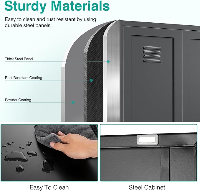 SISESOL Black Storage Cabinet,71" Tall Pantry Cabinet,Kitchen Pantry Storage Cabinets with 2 Doors and 6 Shelves,Wide Deep Metal Food Cupboard for Home,Kitchen,Dining/Living Room-Ruum Studio Home