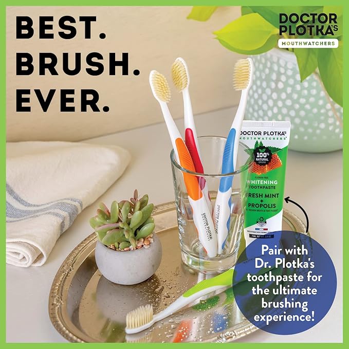 MOUTHWATCHERS Soft Flossing Manual Toothbrush for Adults, 2 Pack, Green, Ultra Clean, Good for Sensitive Teeth and Gums, by Dr. Plotka's-Ruum Studio Home