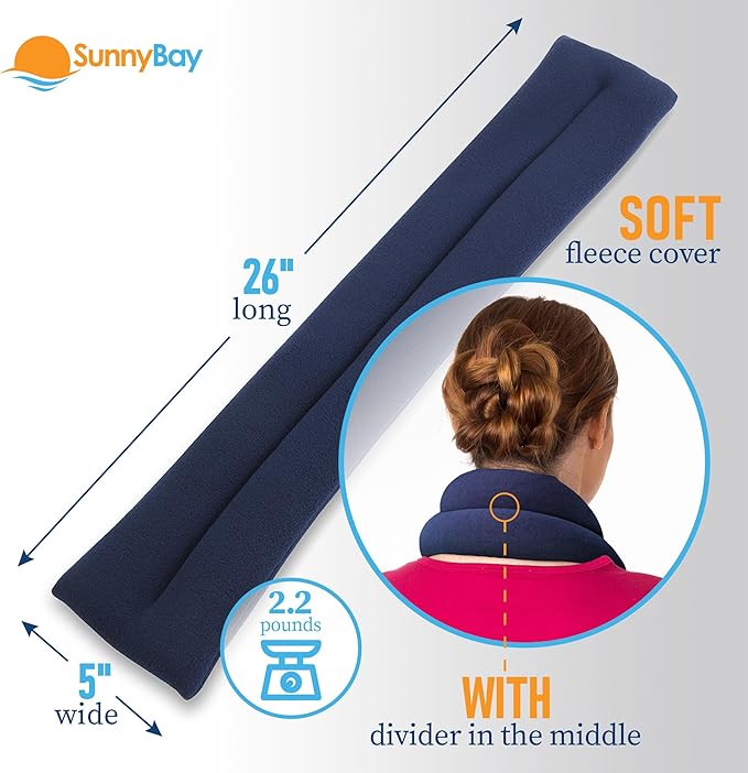 SunnyBay Microwave Heating Pad for Neck and Shoulders, 2.2 lbs 26 inch Long Versatile Microwavable Neck Wrap Warmer or Cool Pack, Hot or Cold Therapy to Relax Sore Muscles (Blue)-Ruum Studio Home