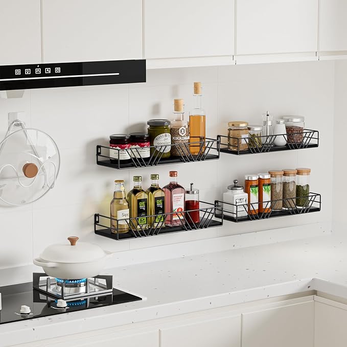 Floating Shelves for Wall Set of 4, Different Sizes Mounted Wood Floating Shelf, Wall Shelves for Living Room,Bedroom, Bathroom, Kitchen, Farmhouse Decor, Office-Ruum Studio Home