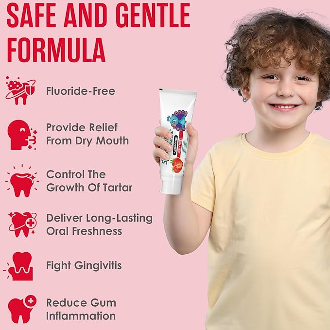 SprinJene Natural Kids Toothpaste, Strawberry | Natural Children’s Toothpaste | Fluoride Free Toothpaste for Toddlers | 4 Pack-Ruum Studio Home