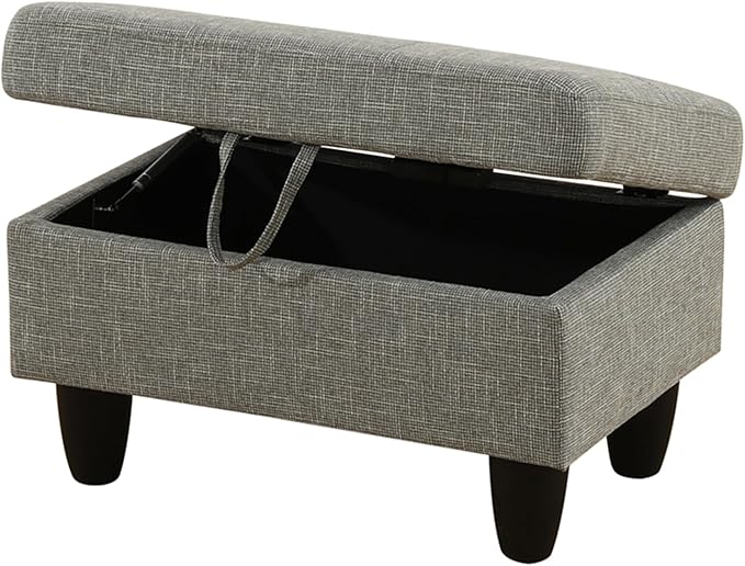 Ottoman Rectangular Storage Ottoman Bench, Flannel Footrest Stool Footstool with Lid for Living Room, Bedroom, Entryway, Gray, 28.5"x19"x17.5"-Ruum Studio Home