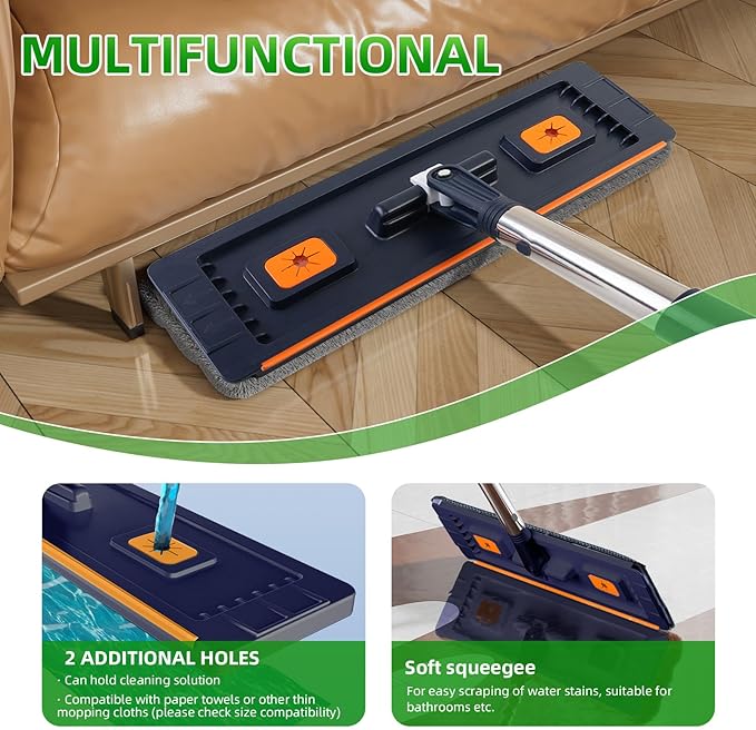 360° Mop and Bucket Set with Wringer – Microfiber Floor Mop System for Home Cleaning – Long Handle, Wash & Dry Dual Tank, Extra Absorbent Pads, Space-Saving Design for Hardwood, Tile & Laminate Floors-Ruum Studio Home