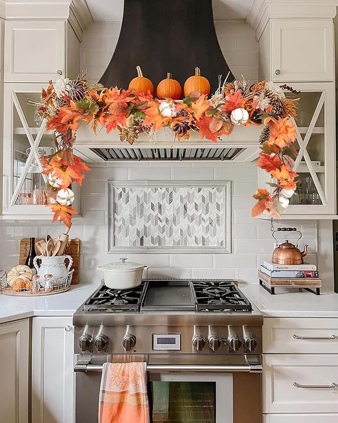 Lvydec Fall Maple Garland - 5.9ft/Piece Artificial Fall Foliage Garland Colorful Autumn Decor for Home Wedding Party-Ruum Studio Home