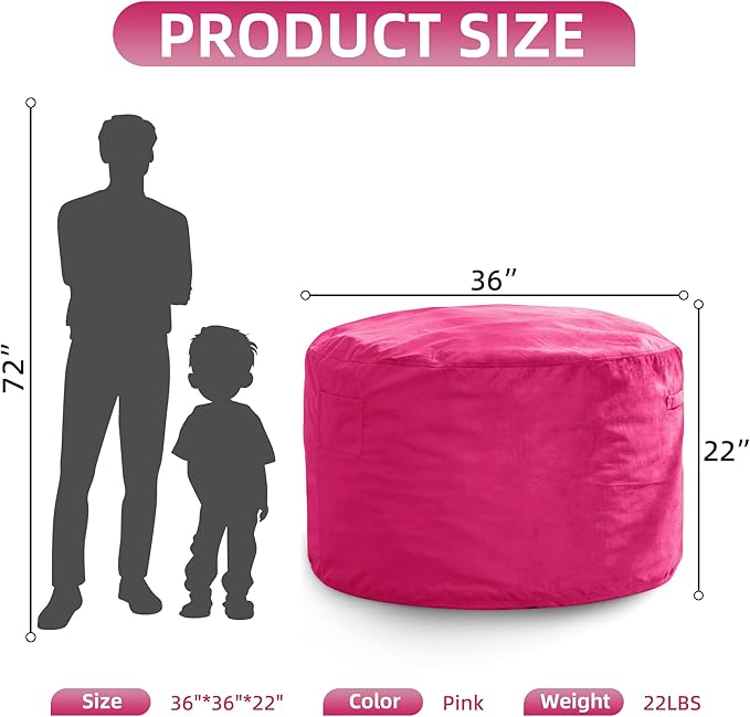 Hobestluk 3FT Bean Bag Chair Giant Bean Bag Chairs for Adults Large Bean Chairs with Removable Cover, Beanbag Chair with Filler, Adult Bean Bag Chairs for Living Room, Bedroom-Ruum Studio Home