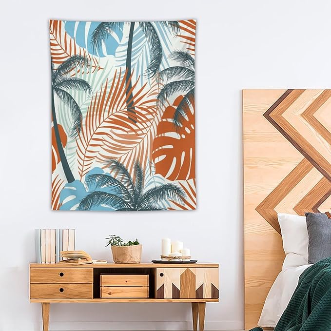 ICMOLYYENLO Palm Leaf Tapestry Wall Hanging, Tropical Leaves Plant Jungle Green Hawaiian Art Home Decor for Guest Bedroom Living Room Dormitory 60x60 Inch-Ruum Studio Home
