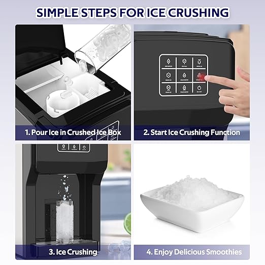 3 in 1 Water Dispenser with Ice Maker, Ice Maker Countertop, Bullet Ice, Crushed Ice, Water Cooler, 44Lbs/24H, 12 Ice/6Min, Self-Cleaning, 4Lbs Ice Storage, Home/Kitchen/Party/RV (Touchscreen)-Ruum Studio Home