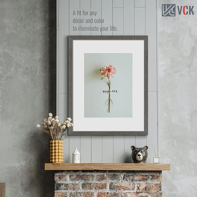 VCK 22x28 Frame Set of 3, Gray Solid Wood Poster Picture Frame, Exclusive Wood Grain, Wall Gallery Frame-Ruum Studio Home