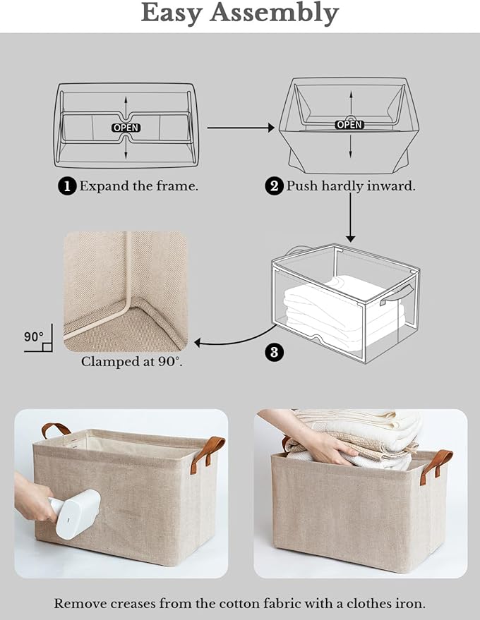 StorageWorks Storage Bins, Fabric Storage Bins for Shelves, Extra Large Storage Baskets with Metal Frame, Closet Baskets and Bins with Handles, Jumbo, Brown and Beige, 2-Pack-Ruum Studio Home