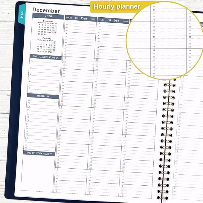 2026 Appointment Book/Planner - Weekly Appointment Book 2026, January - December 2026, 8.26"x 11.4", Daily/Hourly Planner with Tabs, 15 Minutes, Wirebound - Blue-Ruum Studio Home