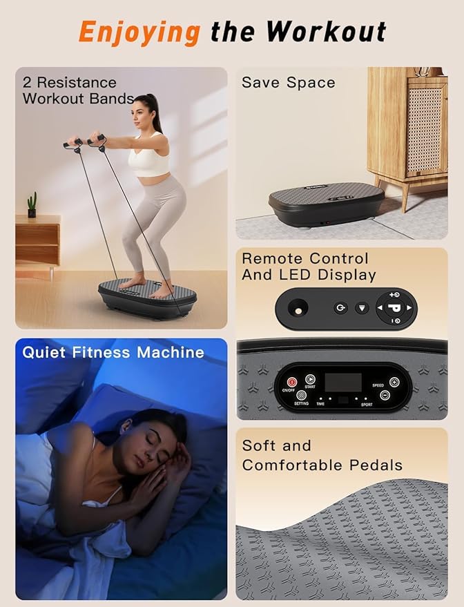 MAIBO Vibration Plate Exercise Machine, Vibration Plate for Lymphatic Drainage, Full Body Workout Shaker for Weight Loss, 200 Adjustable Speeds, Vibrate Stand Shake Board Sport Gym for Women Men-Ruum Studio Home