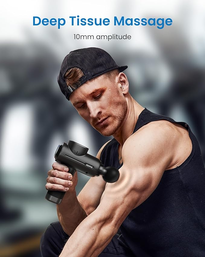 RENPHO Massage Gun Deep Tissue, Portable Percussion Muscle Massager with Bluetooth, Handheld Device for Back and Neck, Carry Case, Gifts for Men and Women-Ruum Studio Home