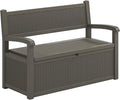 70 Gallon Deck Bench with Storage,Outdoor Storage Box Bench Waterproof&Lockable, Resin Patio Furniture with Armrest for Patio, Porch, Garden,Grey-Ruum Studio Home