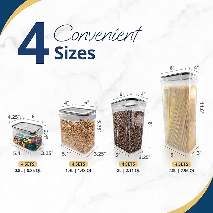 Reli. Airtight Food Storage Containers with Lids (16 Sets) | Kitchen Organizers and Storage Pantry Organizers | BPA Free Plastic Food Containers | Super Variety Pack w/Measuring Cup, 18 Labels, Pen-Ruum Studio Home