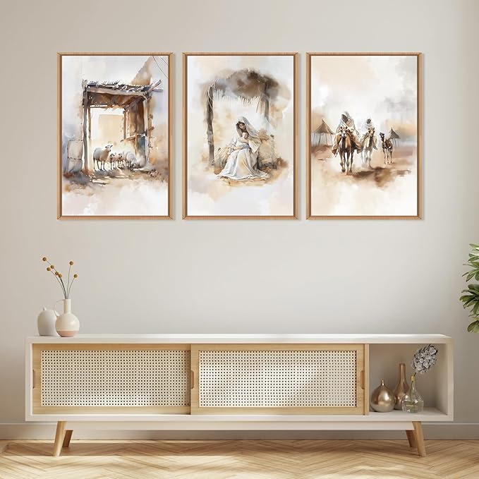 HPINUB Jesus Easter Framed Canvas Wall Art Set,Large Religious Christian Bible Verse Wall Decor,Resurrection Sunday Artwork for Living Room,Church Christian Easter Gift-16"x24"x3-Ruum Studio Home