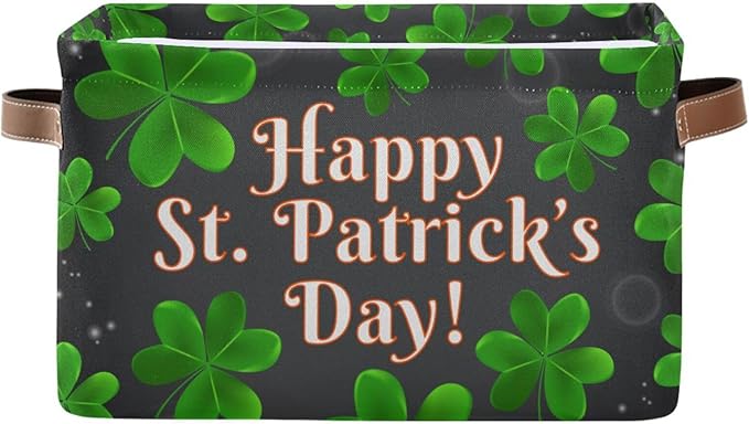 Storage Basket Happy St Patrick's Day Cube Storage Bins Organizer Bag Collapsible Closet Shelf Baskets with handle for Baby Cloth Pet Toy Book 14.2×10.2×8.3 IN-Ruum Studio Home