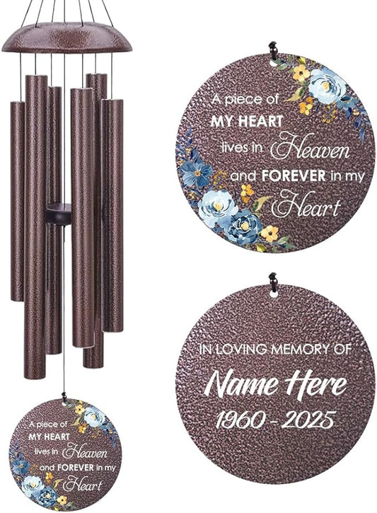 Personalized Sympathy Wind Chimes, Sympathy Gifts for Loss of Mom, Windchimes in Memory of a Loved One, Commemorative Sympathy Bereavement Gifts for Condolences/Funeral (36 inch)-Ruum Studio Home