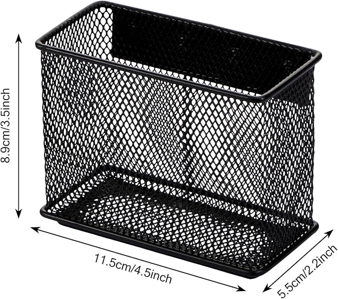 4.5' × 2.2'' × 3.5'' Magnetic Basket for Whiteboard Black Magnetic Basket for Fridge Magnetic Organizer Holder with 4 Strong Magnets Magnetic Holder for Refrigerator Locker,Set of 4-Ruum Studio Home