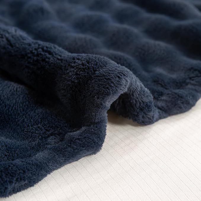 YUSOKI Luxury 3D Bubble Throw Blanket 3.1lb,All Ages,Home Decoration, (Navy,60 * 80inches)-Ruum Studio Home