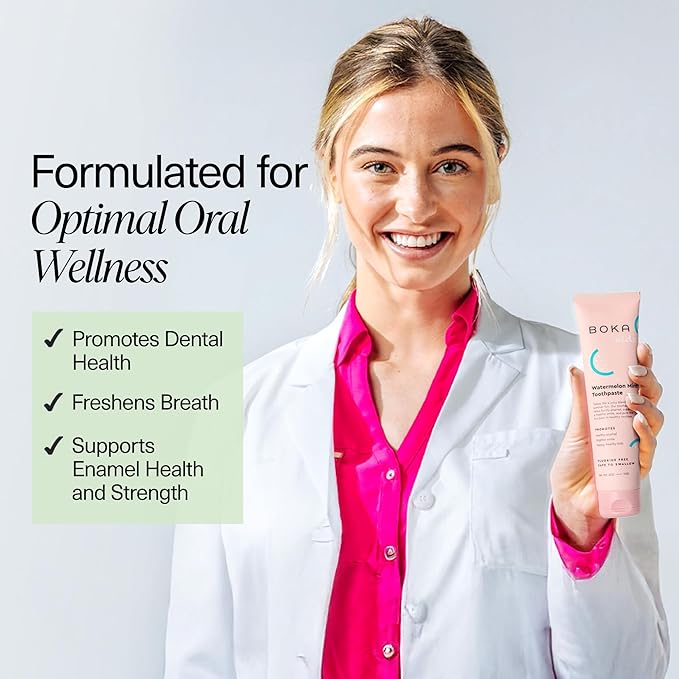Boka Fluoride Free Toothpaste Nano Hydroxyapatite Toothpaste - Ela Mint, Orange Cream, Watermelon Mint Flavor, 4 oz 3Pk US Manufactured-Ruum Studio Home