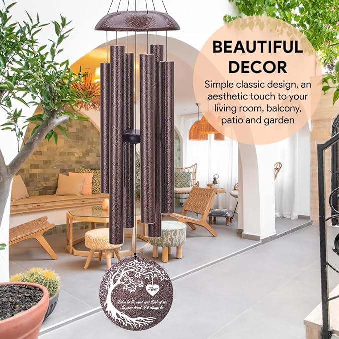 Personalized Memorial Wind Chime, Metal Wind Chime Deep Tone, Wind Chimes for Loss of Loved One, Sympathy Gift Loss of Mom Dad or Loved One, Decorative Wind Chimes Outdoor-Ruum Studio Home