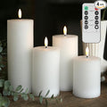 LUSHABOR Flameless Candles, 4 Pack Battery Operated Candles with Remote, Real Wax LED Fake Candles with Timer Flickering for Christmas Wedding Home Party D3 H 5" 6" 7" 9" White-Ruum Studio Home