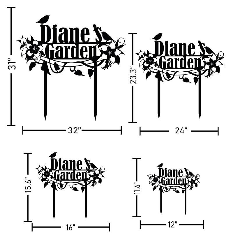 Personalized Flower and Bird Metal Garden Stake, Bird Garden Sign, Custom Flower Yard Decor, Mom's Garden Gift, Gardener Family Name Sign, Patio Home Gift, Yard Art, Housewarming Gift-Ruum Studio Home