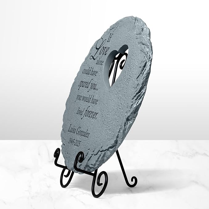 Let's Make Memories Personalized Memorial Stone - Sympathy Garden Marker - Durable, Weather-Resistant Cast Resin - Engraved with Your Loved One's Name - Personalized Condolences - 12" Diameter-Ruum Studio Home