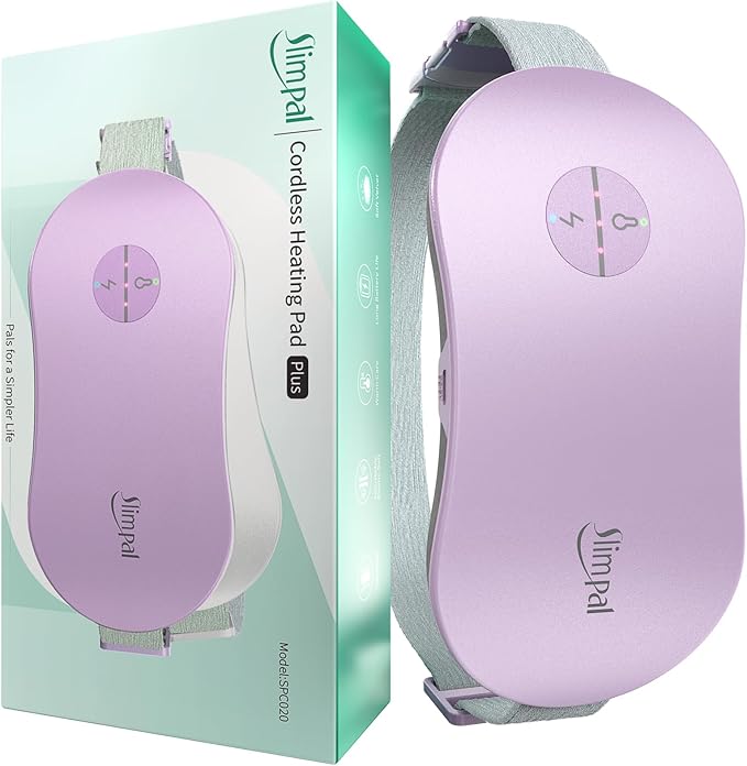 Slimpal Heating Pad for Period Cramps, Portable Cordless Electric Heating Pad for Menstrual Pain Relief Heat Belt, Rechargeable Wearable Heat Pad Gifts for Her Women Girl Wife Girlfriend, Purple-Ruum Studio Home