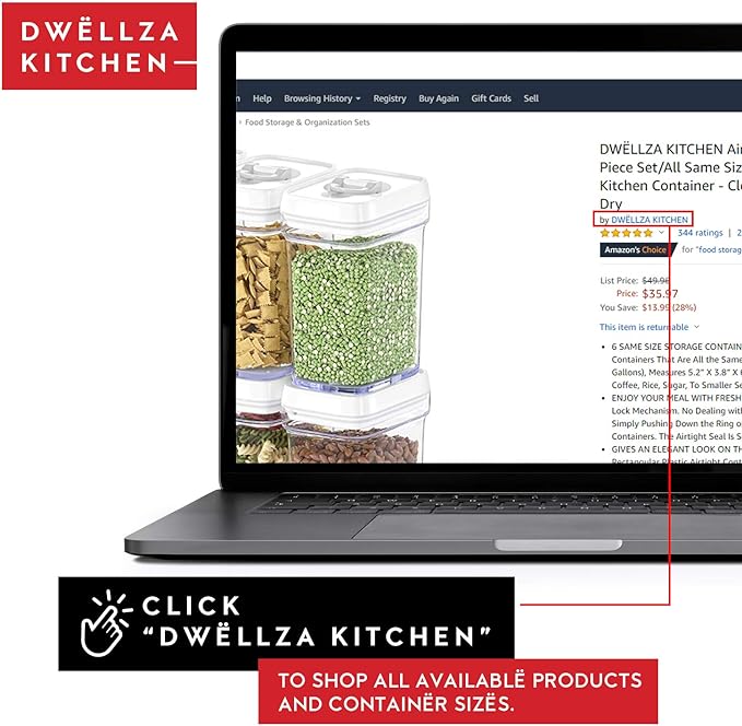DWËLLZA KITCHEN Airtight Food Storage Containers – 4 Piece set Air Tight Pantry Storage Containers Clear Kitchen Organization and Storage Set BPA-Free - Keeps your Food Fresh & Dry-Ruum Studio Home