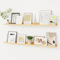 Picture Ledge Shelf, Solid Pine Wood Floating Shelves Set of 2, 40 Inches Nursery Book Shelves for Toys Storage, Kids Bookshelf Wall Mounted for Living Room Bedroom Decor Books Photo Frames, Natural-Ruum Studio Home