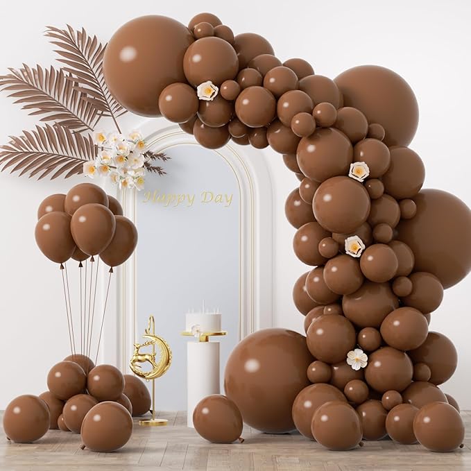 130pcs Brown Balloons Different Sizes 18" 12" 10" 5" Dark Brown Party Latex Balloons for Birthday Baby Shower Gender Reveal Graduation Wedding Anniversary Party Decorations-Ruum Studio Home