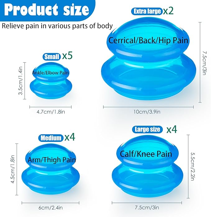 15Pcs Cupping Therapy Set-Professional Silicone Cupping, Suitable for Facial Body Massage/Deep Myofascial Release/Pain Relief/Muscle Relaxation & More (Blue,15pcs)-Ruum Studio Home