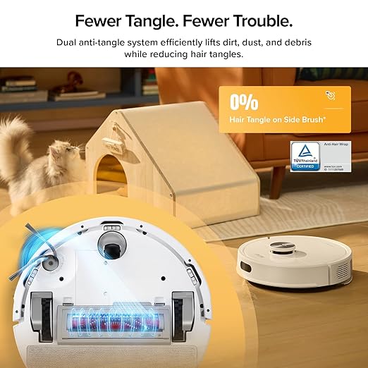 roborock Q7 M5+ Robot Vacuum and Mop, Upgraded from Q5 Max+, 7 Weeks Self-Emptying, 10000Pa Suction, Dual Anti-Tangle System, for Pet Hair & Carpet, PreciSense LiDAR Navigation, App Control, White-Ruum Studio Home