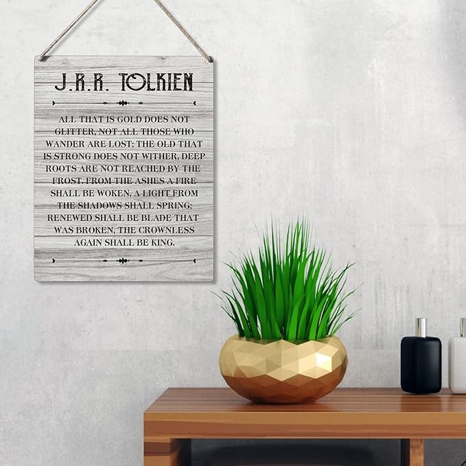 Qious Inspirational Signs Gift Farmhouse All That is Gold Does Not Glitter Not All Those Who Wander are Lost Wooden Hanging Sign Rustic Wall Art Home Office Living Room Decoration 10 x 8 Inches…-Ruum Studio Home