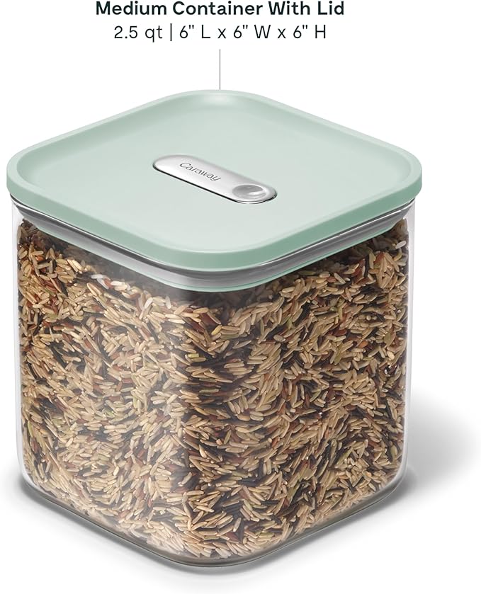 Caraway 2.5qt Glass Airtight Food Storage Container with Lid – Non-Toxic, BPA-Free Kitchen Storage Container – Stackable, Space-Saving Airtight Container for Dry Goods and More - Mist-Ruum Studio Home