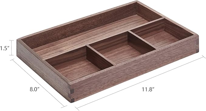 pandapark Wood Organizer Tray,Black Walnut,Desk & Drawer Storage Box (Walnut Master)-Ruum Studio Home