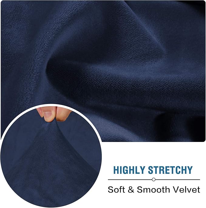 H.VERSAILTEX Velvet Stretch Couch Cushion Cover Plush Cushion Slipcover for Chair Cushion Furniture Protector Seat Cushion Sofa Cover (1 Piece Armchair Cushion Covers, Navy)-Ruum Studio Home