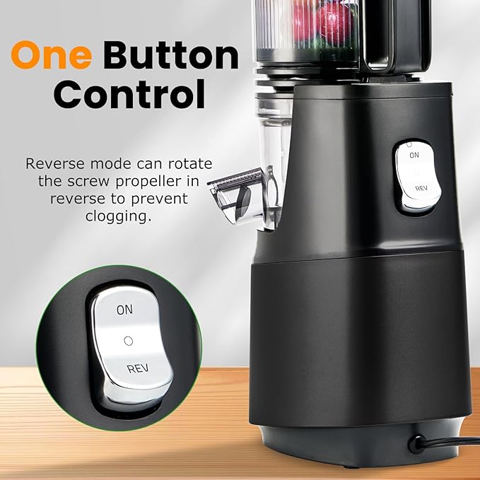 Cold Press Juicer,Slow Masticating Juicer Machines with 5.3" Large Feed Chute for Most Fruits and Vegetables,Easy to Clean Lemon Orange juicer with 250W Motor and High Juice Yield (Obsidian black)-Ruum Studio Home