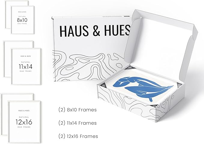 HAUS AND HUES White Frames for Gallery Wall - Set of 6 Picture Collage Frames for Wall, picture Frame Sets for Wall Collage, Gallery Wall Frame Set (Two 8x10, Two 11x14, Two 12x16 Framed White)-Ruum Studio Home