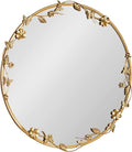 Kate and Laurel Rosella Modern Ornate Round Wall Mirror, 26 Inch Diameter, Gold, Circle Mirror with Floral Detailing for Use as Bathroom Mirror for Over Sink or Cute Nursery Mirror Decor-Ruum Studio Home
