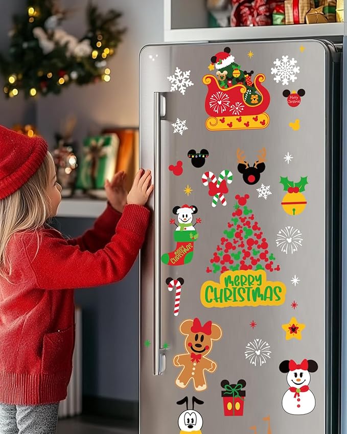Christmas Window Clings Decorations - Cute Funny Double-Sided Static Stickers for Glass Windows and Doors, Perfect Decorations, with Castle Pattern, Reusable 9 Sheets-Ruum Studio Home