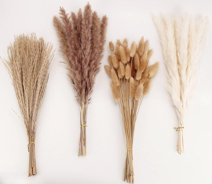 Natural Dried Pampas Grass Decor, Brown Pampas Grass， Bunny Tails Dried Flowers, Reed Grass Bouquet for Wedding Boho Flowers Home Table Decor, Fall Decor，Rustic Farmhouse Party (100 in Total )-Ruum Studio Home